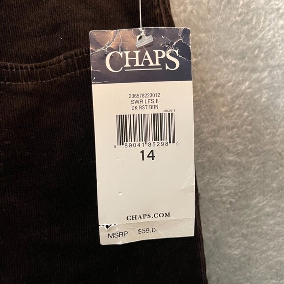 Chaps Women Classic Slimming Straight Leg Mid Rise Soft Velour Pants 14 Brown - Picture 4 of 13